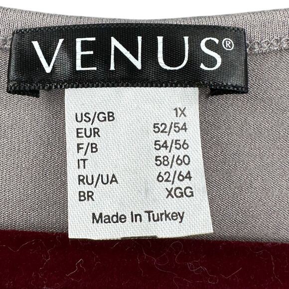 VENUS Light Grey Front Functional Zipper Relaxed Fit Tunic Top Size 1X - Picture 4 of 8